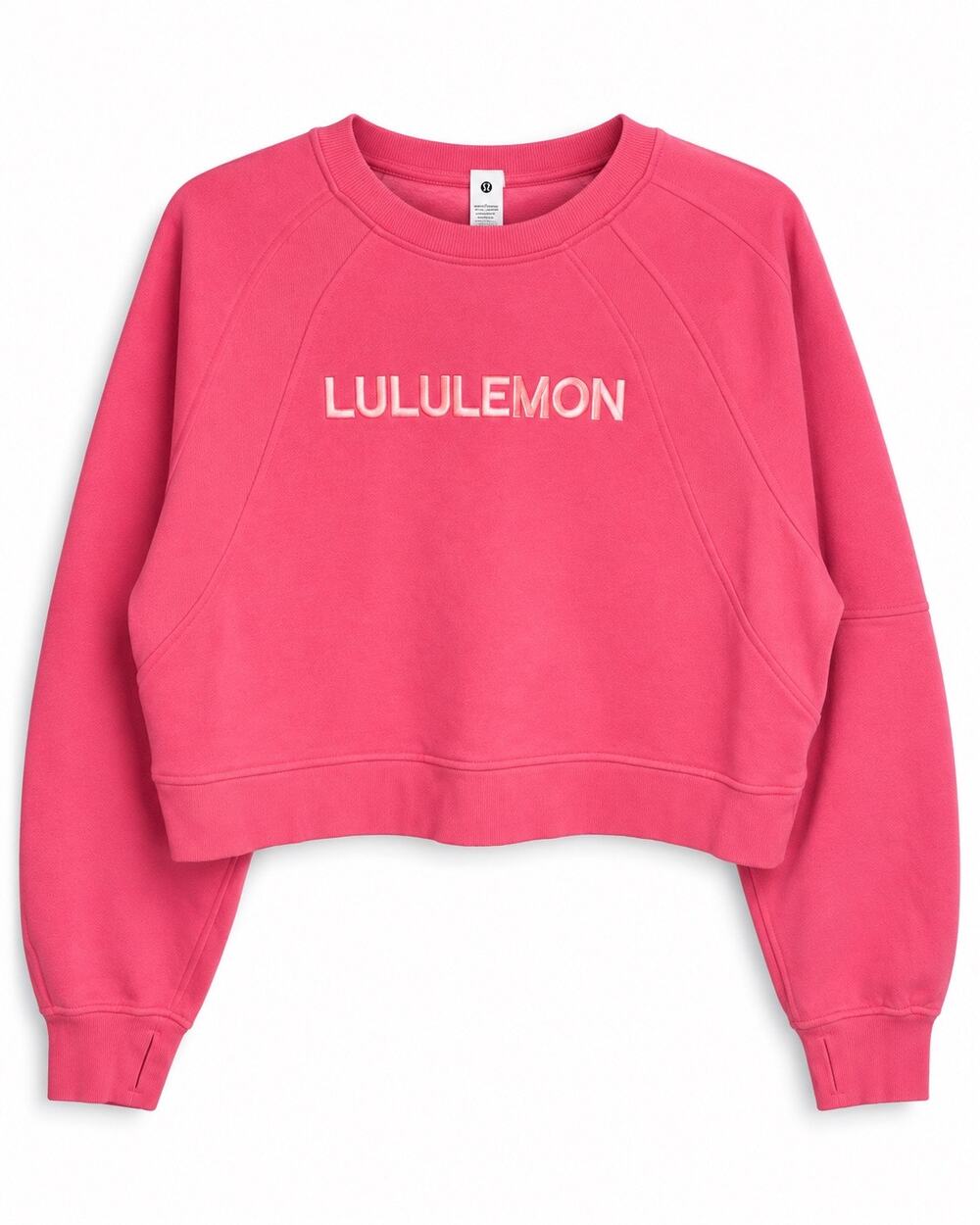 Lululemon Pink Embroidered Logo Cropped Crewneck Sweatshirt M/L